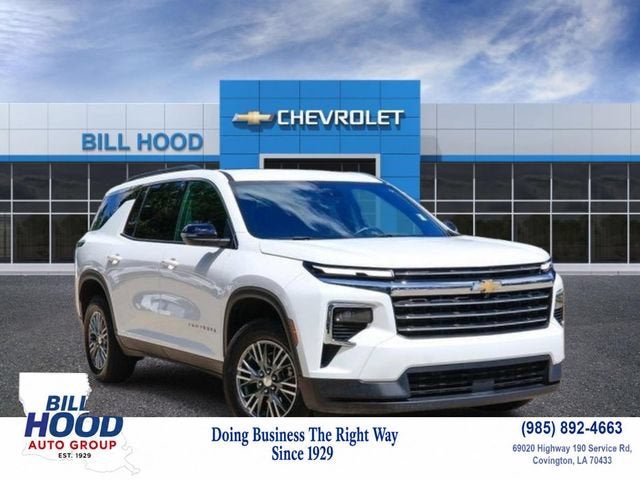 2025 Chevrolet Traverse LT in Summit White — front three-quarter view
