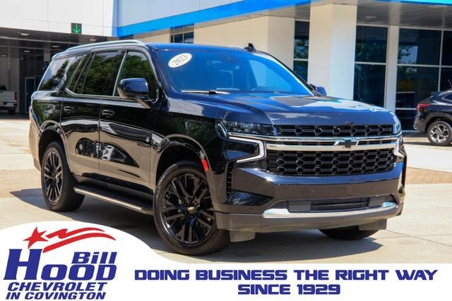 2023 Chevrolet Tahoe LS in Black — front three-quarter view