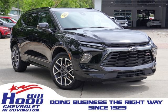 2025 Chevrolet Blazer RS in Black — front three-quarter view